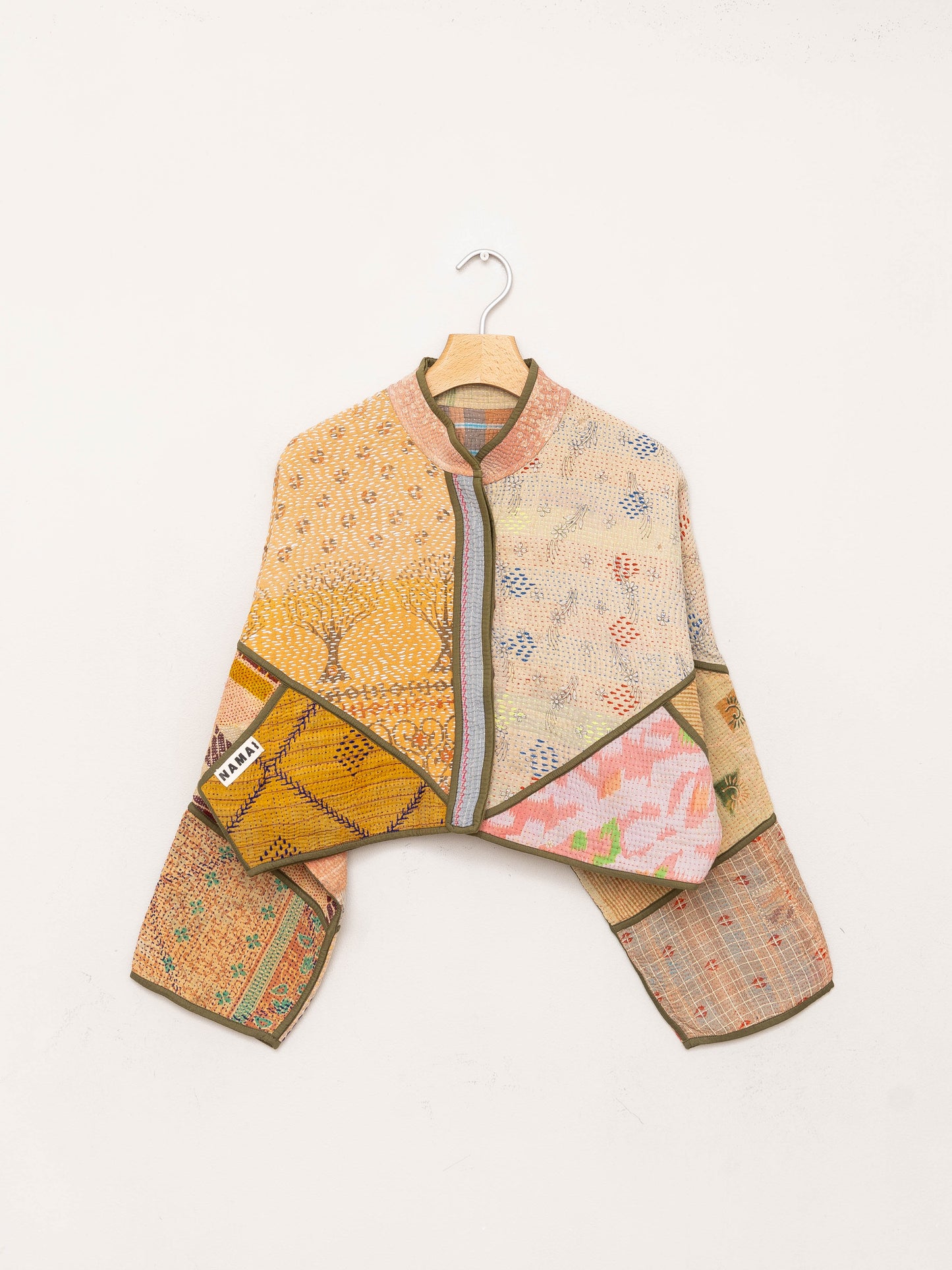 The Kaira Cropped Quilted Patchwork Kantha Jacket