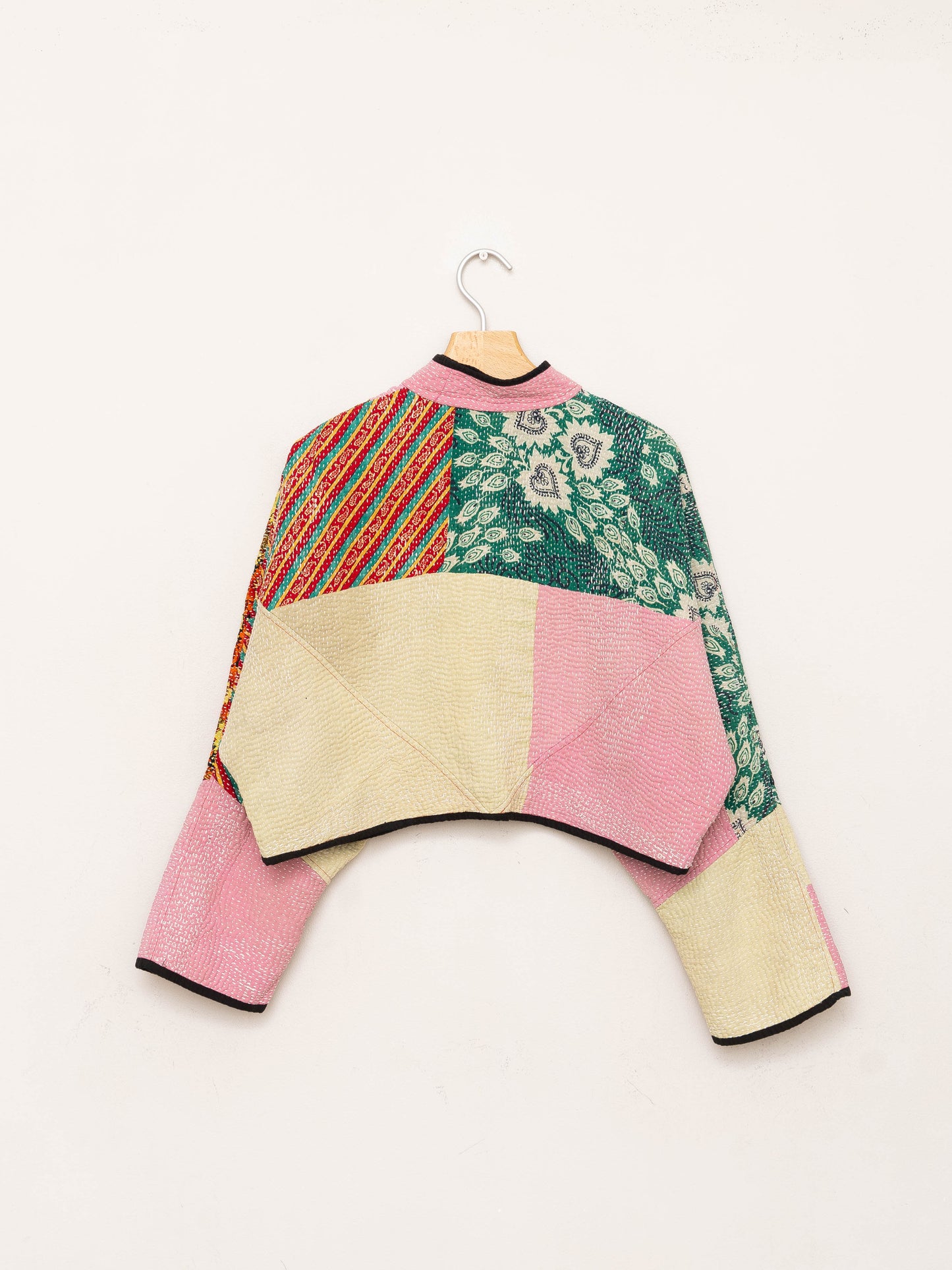 The Kaira Cropped Quilted Patchwork Kantha Jacket