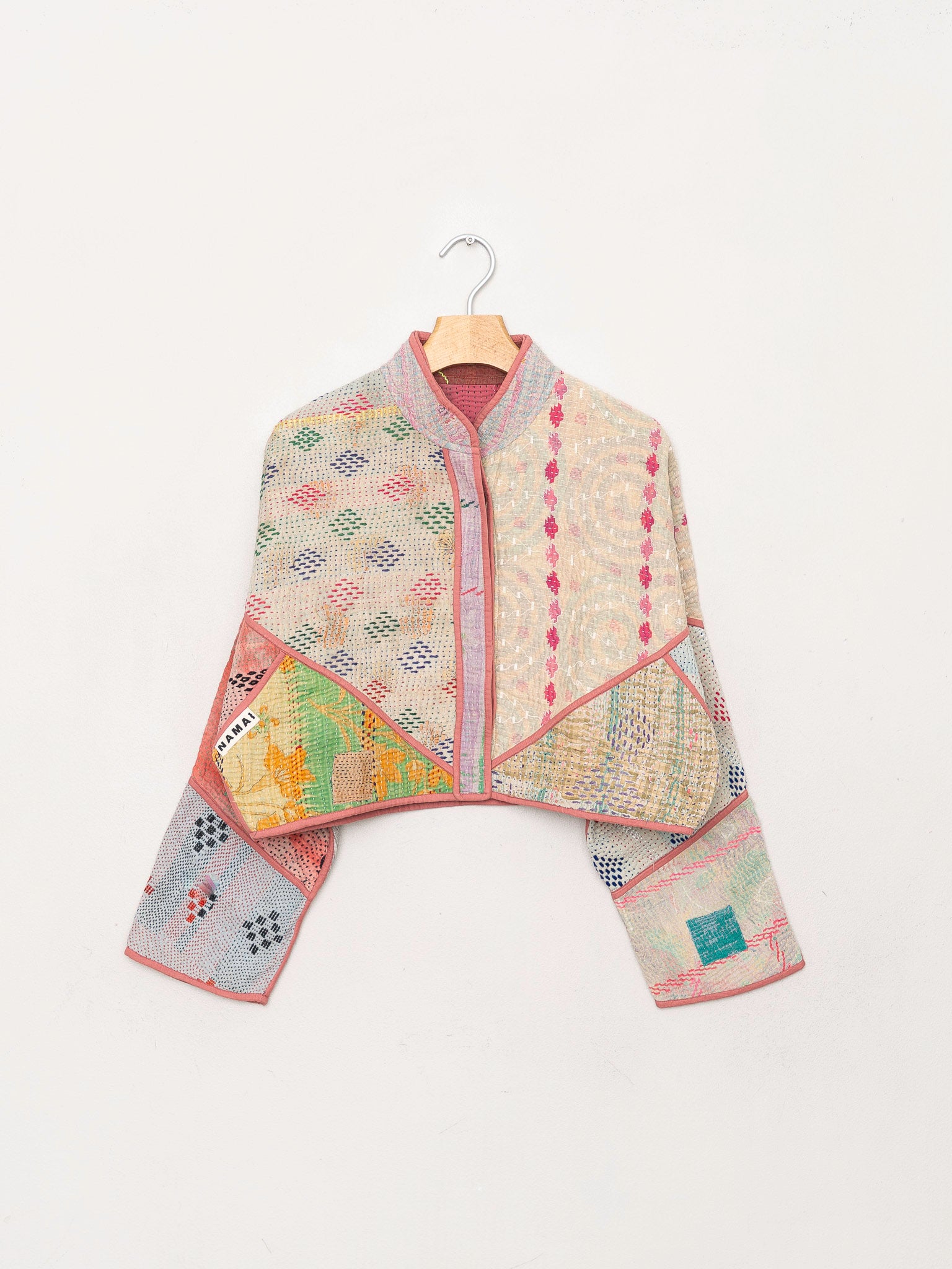The Kaira Cropped Quilted Patchwork Kantha Jacket
