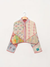 The Kaira Cropped Quilted Patchwork Kantha Jacket