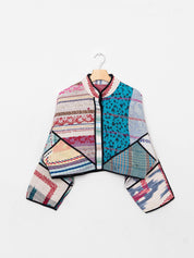 The Kaira Cropped Quilted Patchwork Kantha Jacket