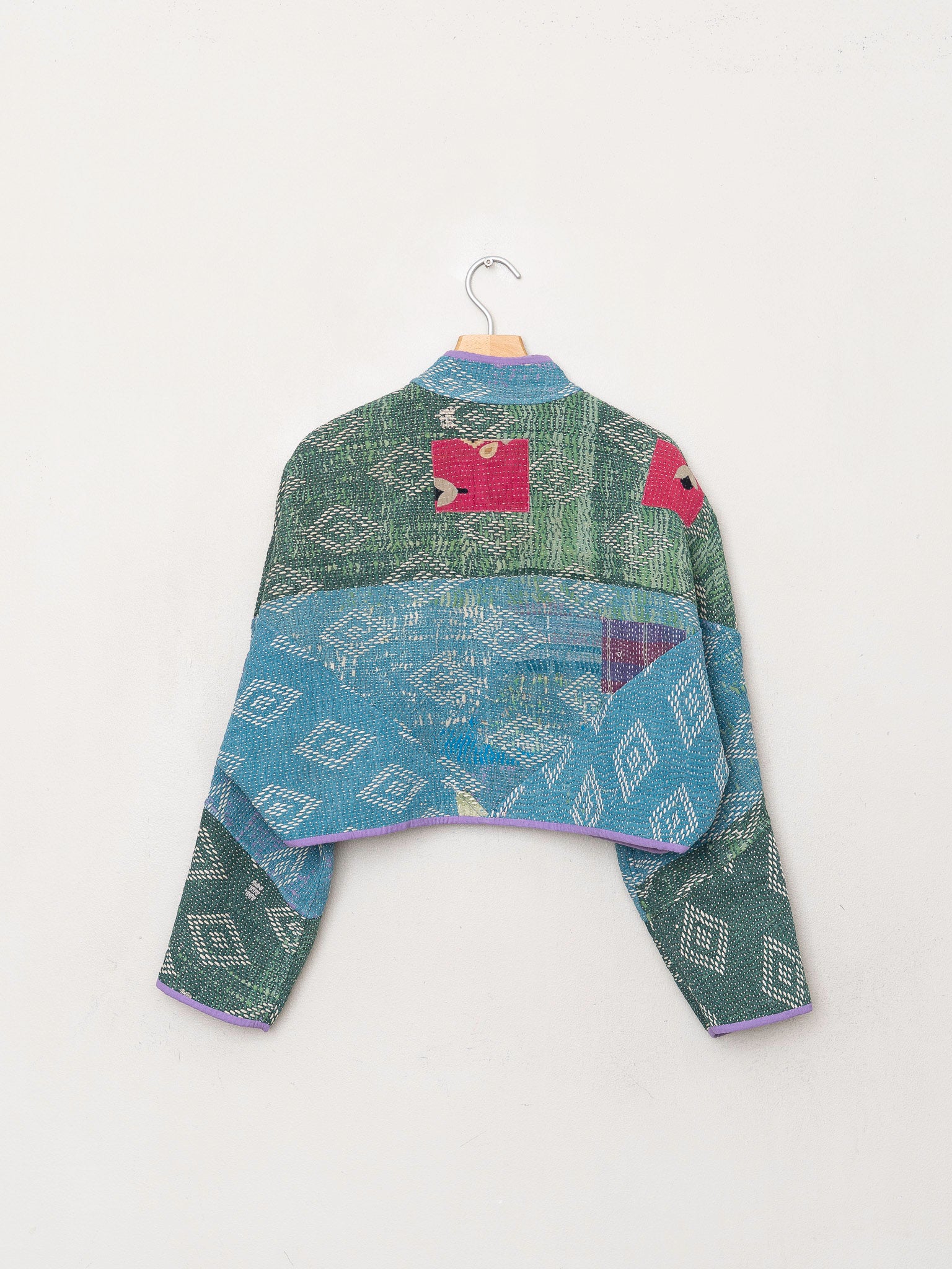The Kaira Cropped Quilted Patchwork Kantha Jacket