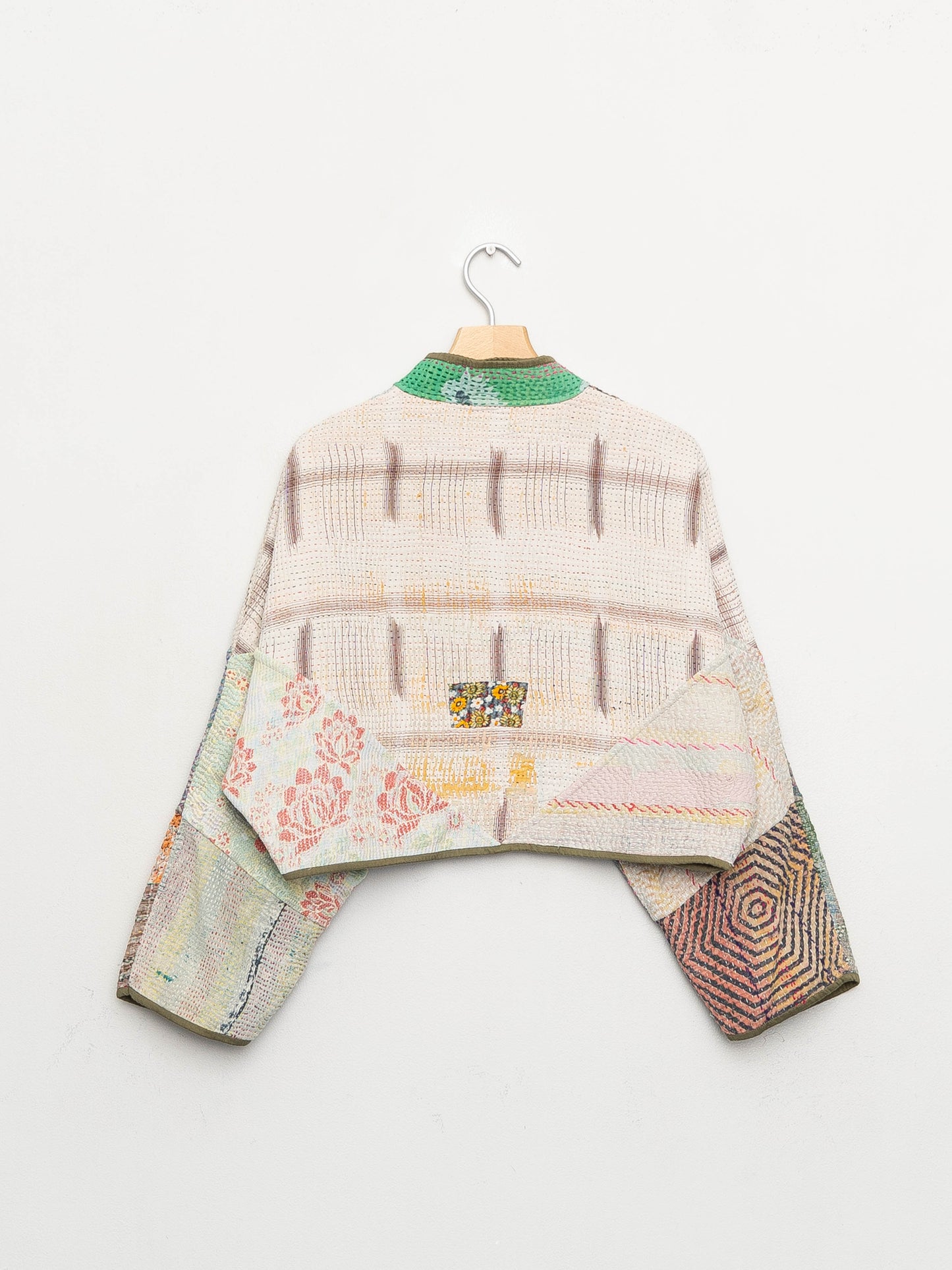 The Kaira Cropped Quilted Patchwork Kantha Jacket