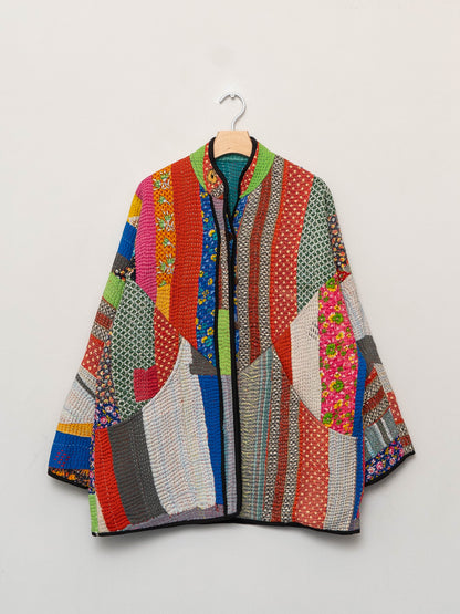 The Narmada Quilted Patchwork Kantha Jacket