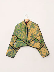 The Kaira Cropped Quilted Patchwork Kantha Jacket