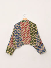 The Kaira Cropped Quilted Indigo Kantha Jacket