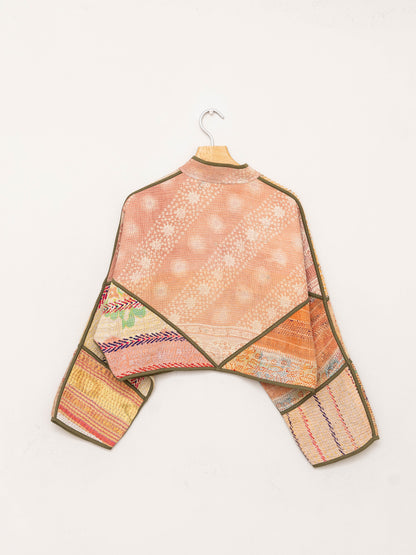 The Kaira Cropped Quilted Patchwork Kantha Jacket