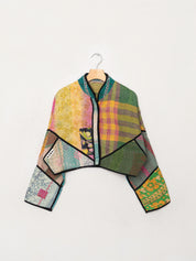 The Kaira Cropped Quilted Patchwork Kantha Jacket
