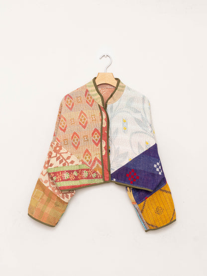 The Kaira Cropped Quilted Patchwork Kantha Jacket