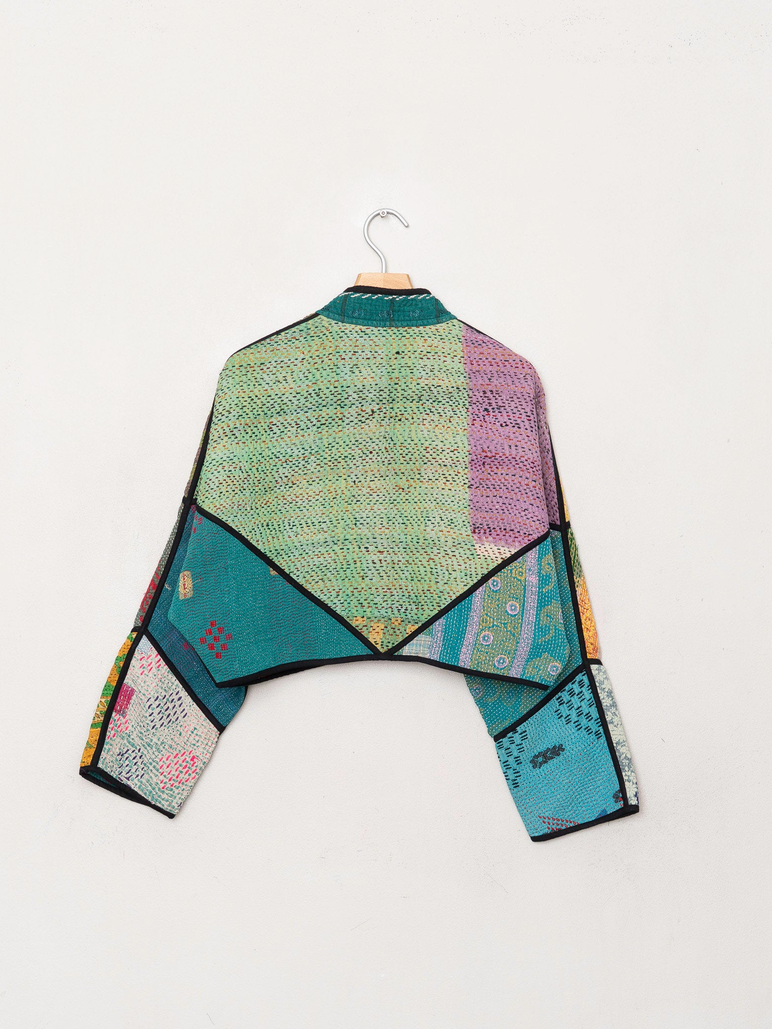 The Kaira Cropped Quilted Patchwork Kantha Jacket