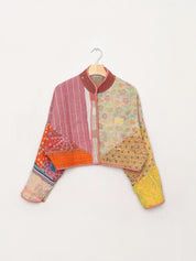The Kaira Cropped Quilted Patchwork Kantha Jacket