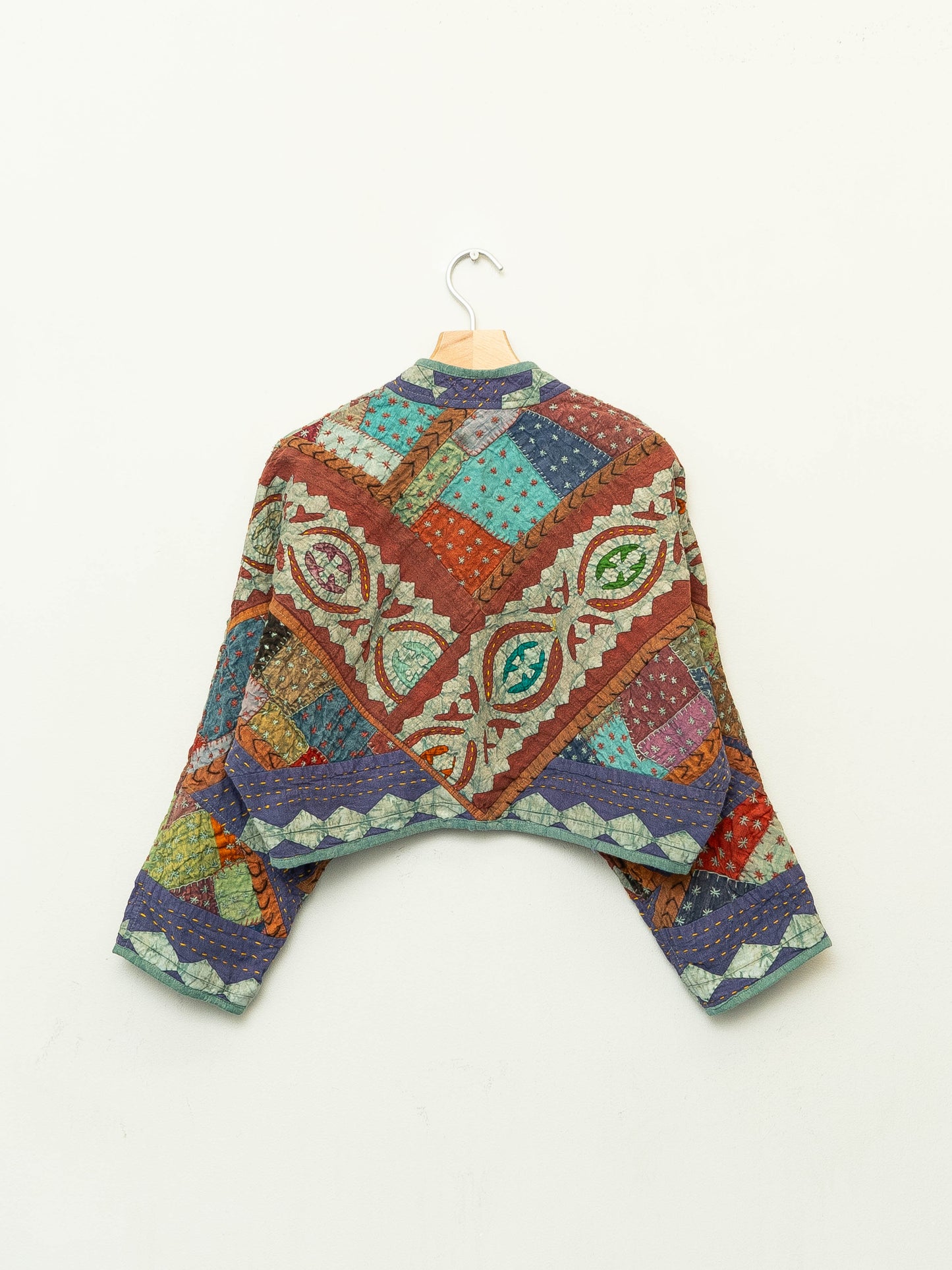 The Kaira Cropped Suzani Cut Out Kantha Jacket