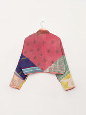 The Kaira Cropped Quilted Patchwork Kantha Jacket