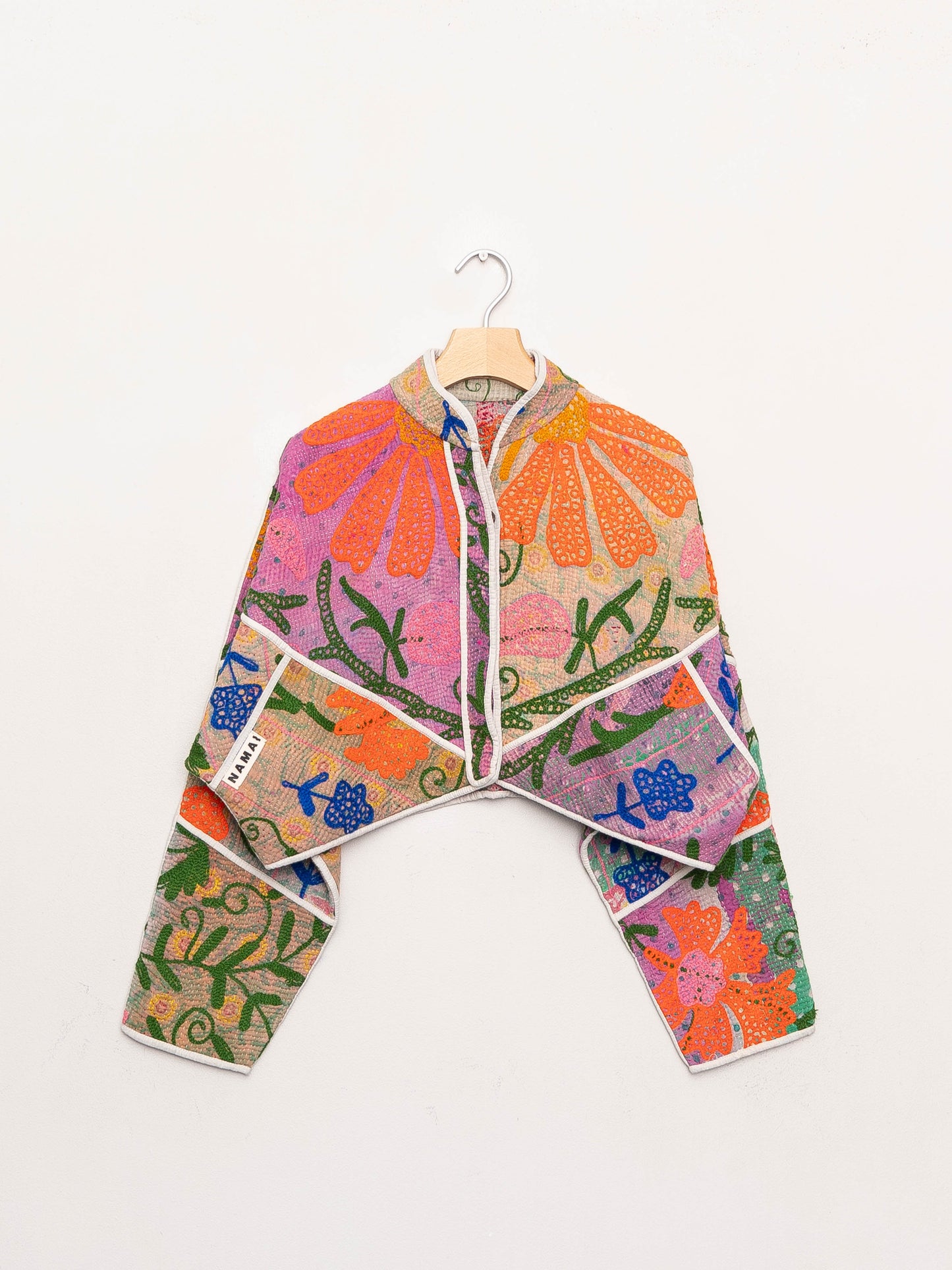 The Kaira Cropped Suzani Quilted Kantha Jacket