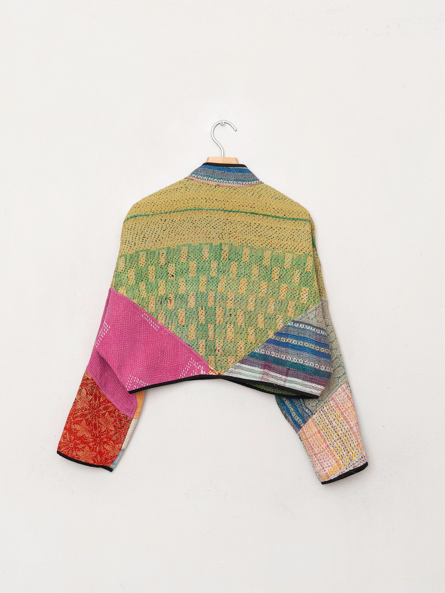 The Kaira Cropped Quilted Patchwork Kantha Jacket