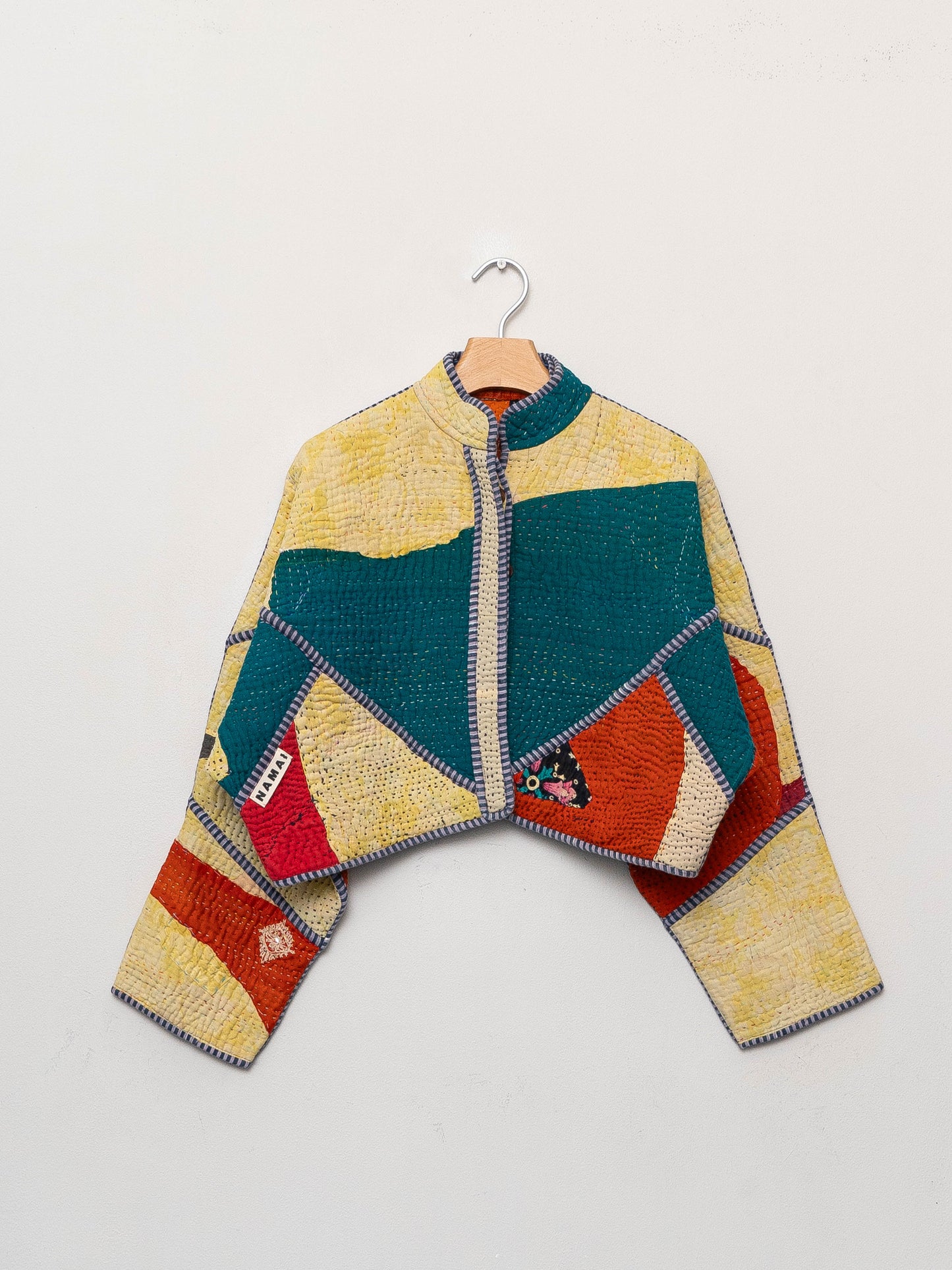 The Kaira Cropped Quilted Patchwork Kantha Jacket