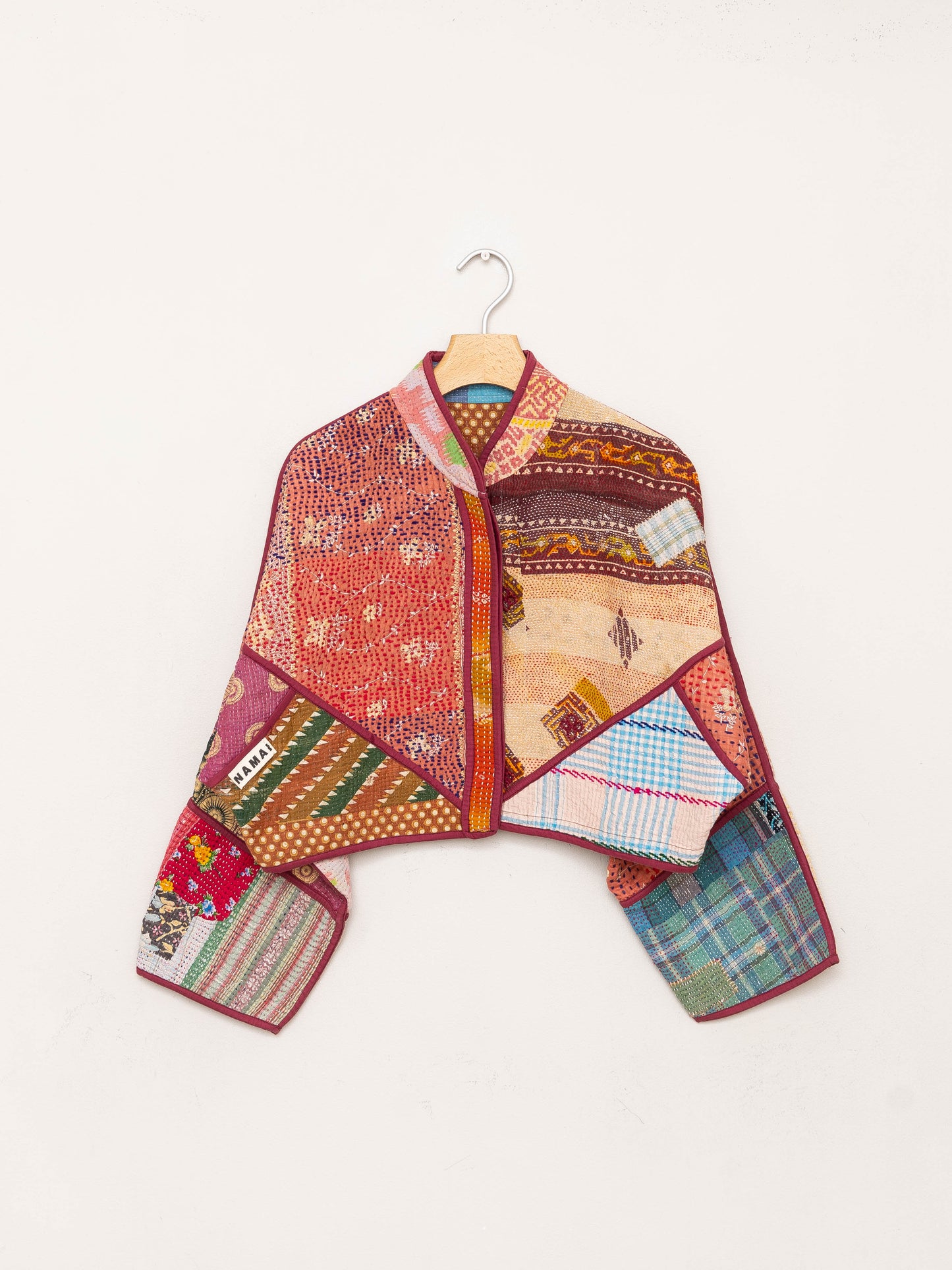 The Kaira Cropped Quilted Patchwork Kantha Jacket