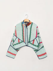 The Kaira Cropped Quilted Patchwork Kantha Jacket