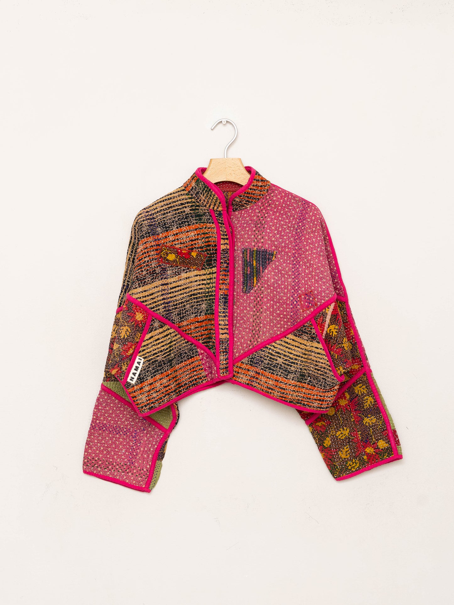 The Kaira Cropped Quilted Patchwork Kantha Jacket