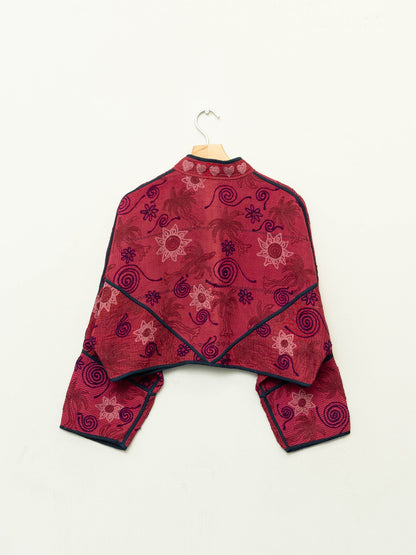 The Kaira Cropped Suzani Quilted Kantha Jacket