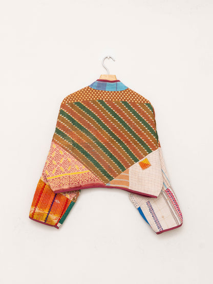 The Kaira Cropped Quilted Patchwork Kantha Jacket