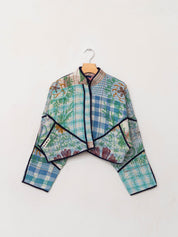 The Kaira Cropped Suzani Quilted Kantha Jacket