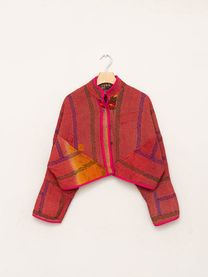 The Kaira Cropped Quilted Patchwork Kantha Jacket