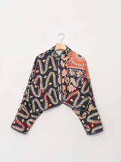 The Kaira Cropped Quilted Patchwork Kantha Jacket