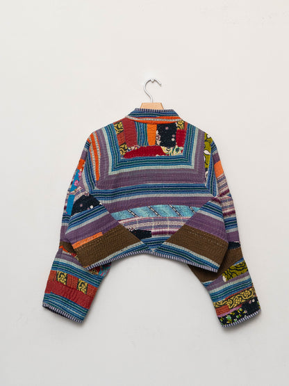 The Kaira Cropped Quilted Patchwork Kantha Jacket