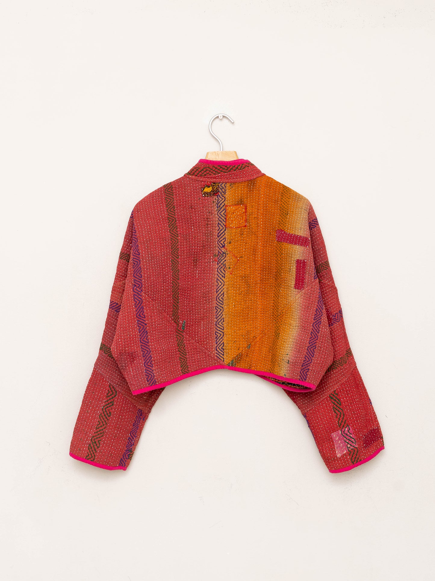 The Kaira Cropped Quilted Patchwork Kantha Jacket