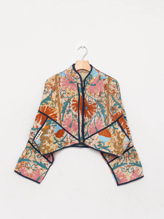 The Kaira Cropped Suzani Quilted Kantha Jacket