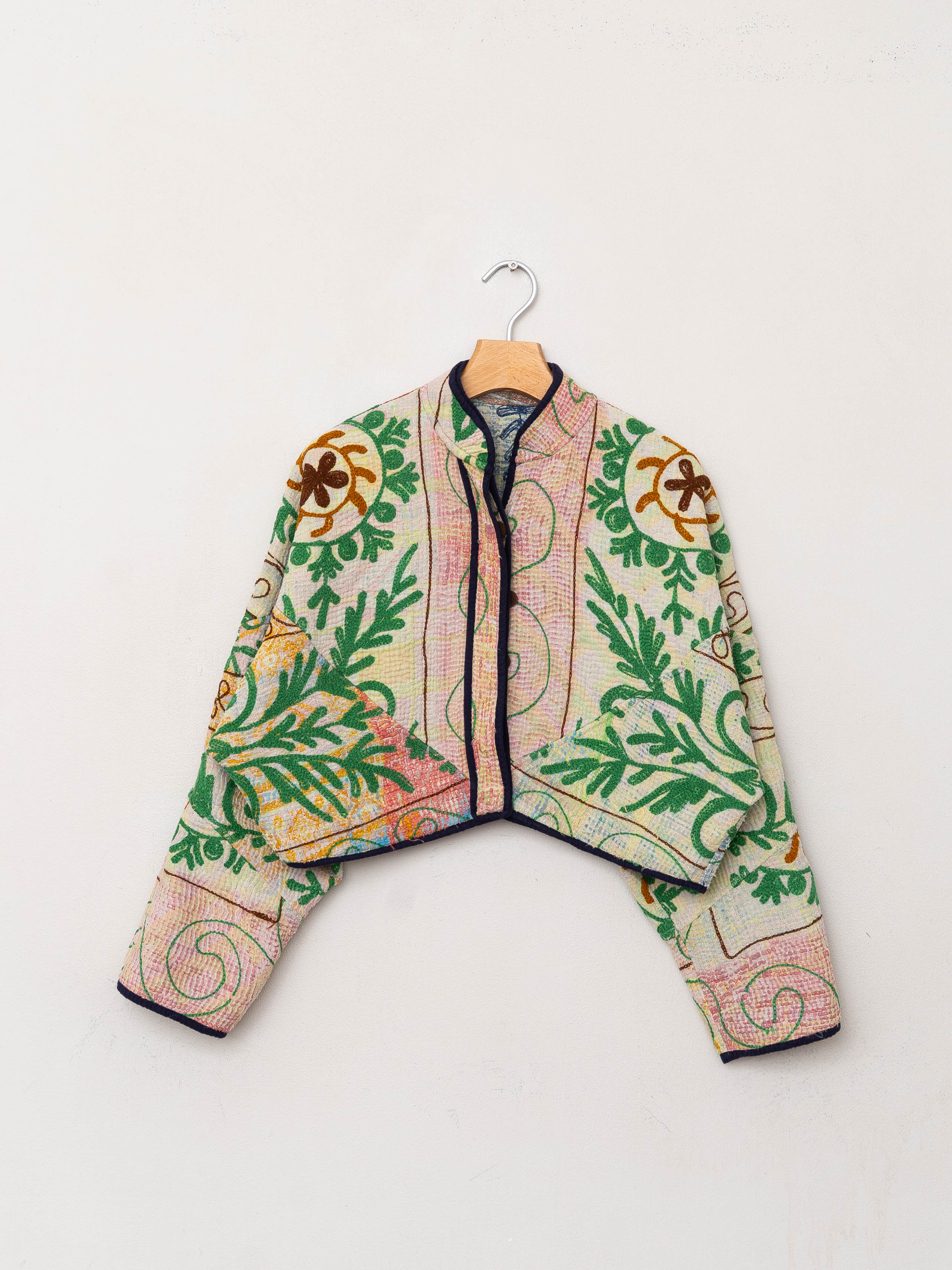 The Kaira Cropped Suzani Quilted Kantha Jacket