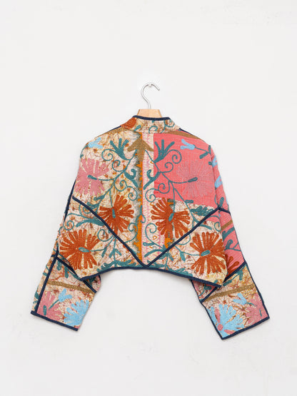 The Kaira Cropped Suzani Quilted Kantha Jacket