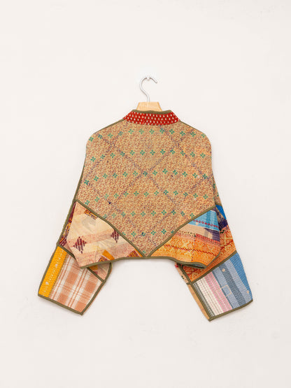 The Kaira Cropped Quilted Patchwork Kantha Jacket