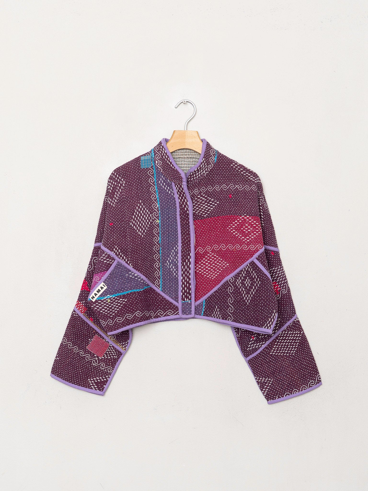 The Kaira Cropped Quilted Patchwork Kantha Jacket