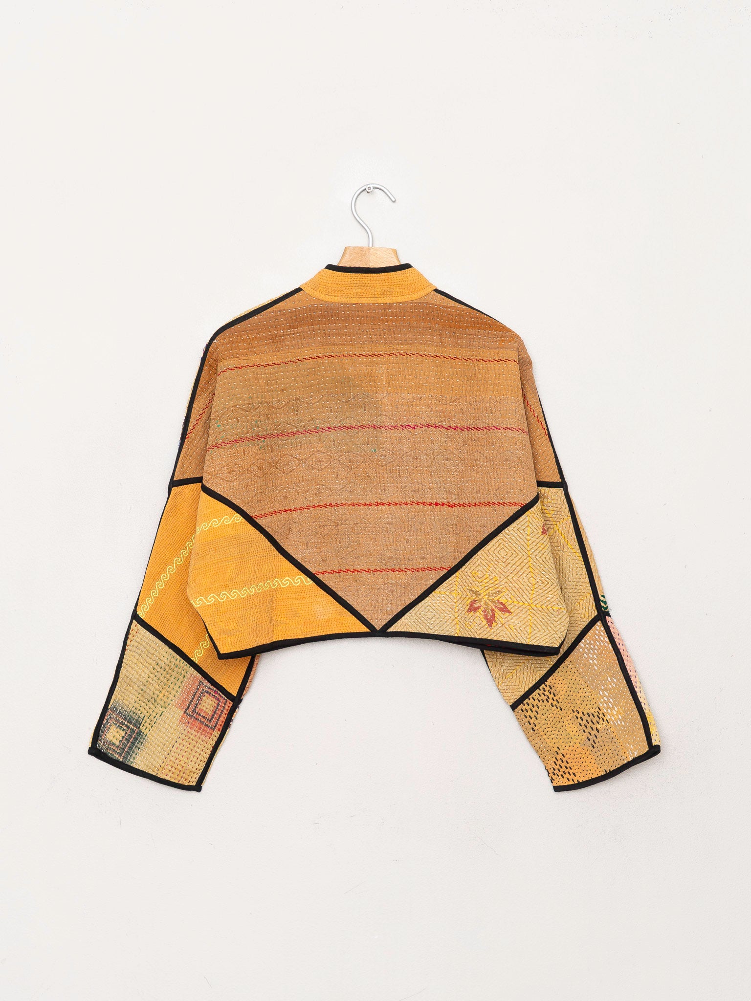 The Kaira Cropped Quilted Patchwork Kantha Jacket
