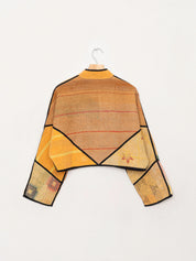The Kaira Cropped Quilted Patchwork Kantha Jacket