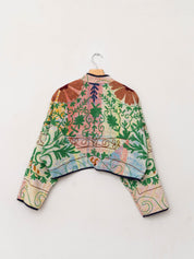 The Kaira Cropped Suzani Quilted Kantha Jacket