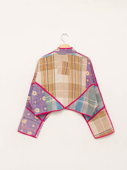 The Kaira Cropped Quilted Patchwork Kantha Jacket