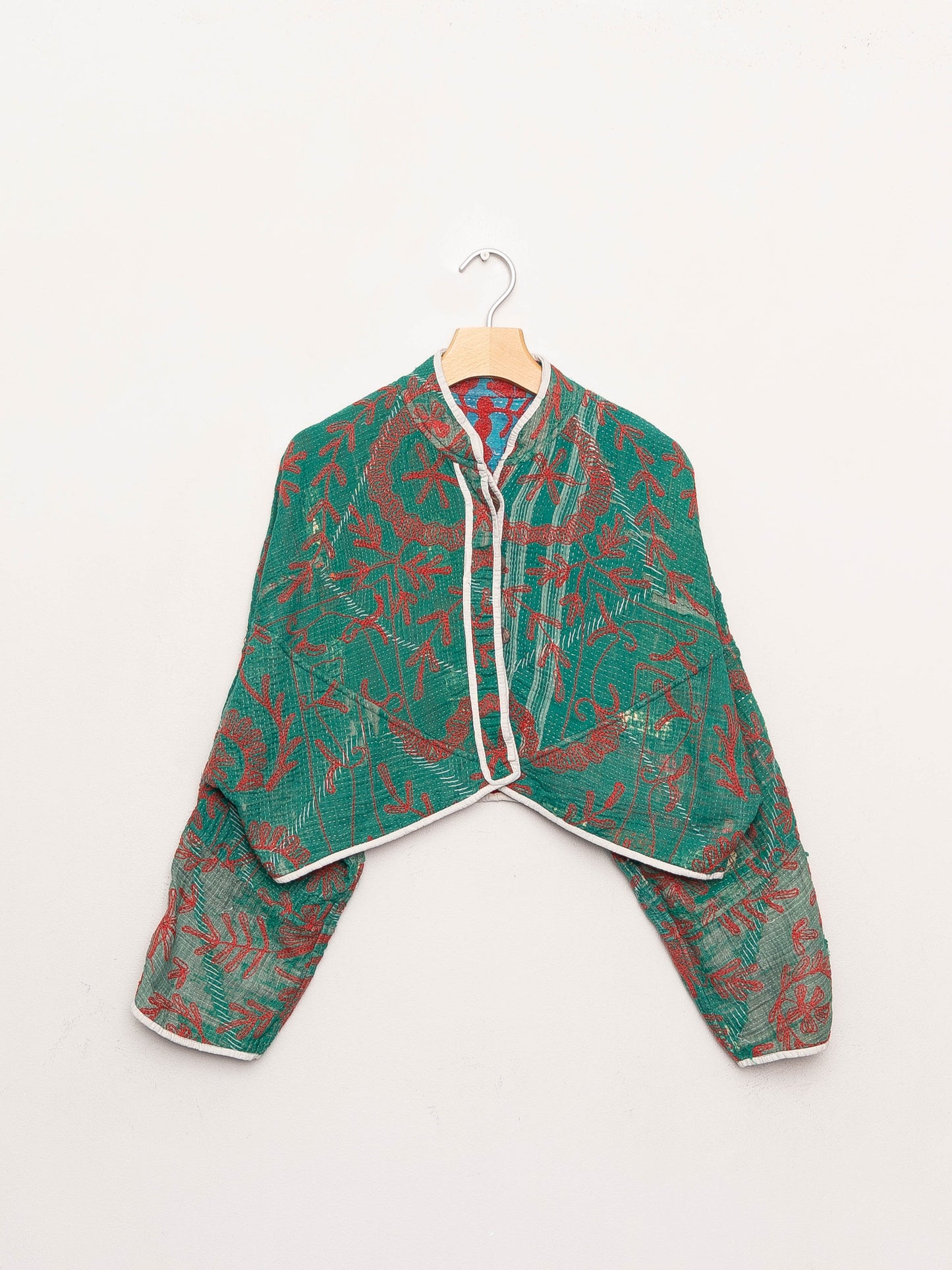 The Kaira Cropped Suzani Quilted Kantha Jacket