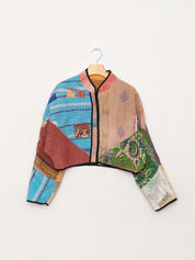 The Kaira Cropped Quilted Patchwork Kantha Jacket