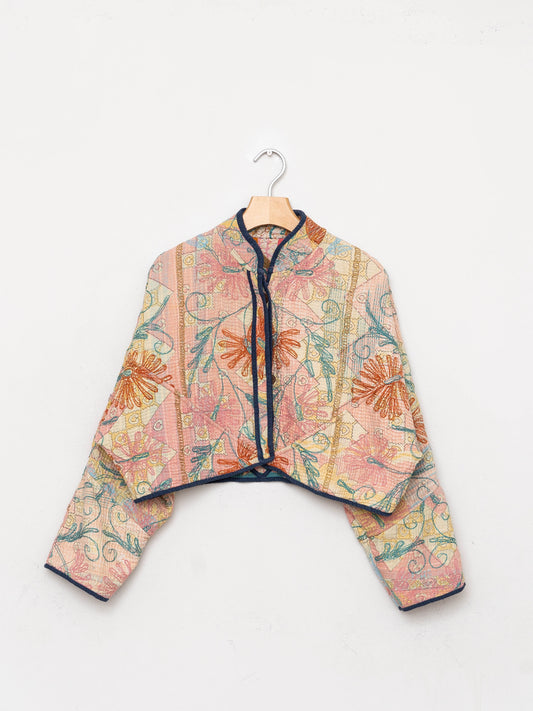 The Kaira Cropped Suzani Quilted Kantha Jacket