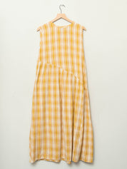 The Anan Gathered Dress  ~ Turmeric Check