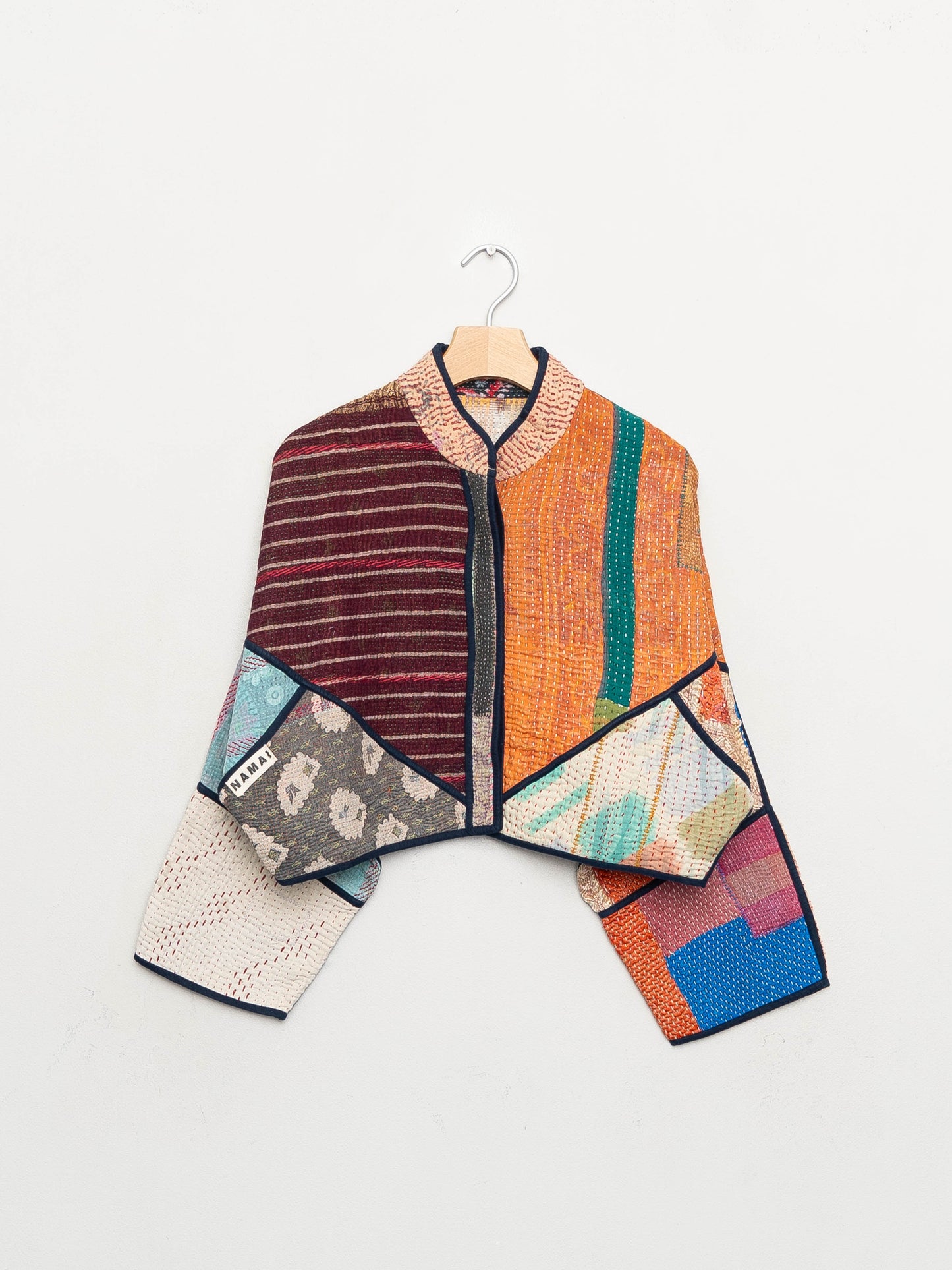 The Kaira Cropped Quilted Patchwork Kantha Jacket