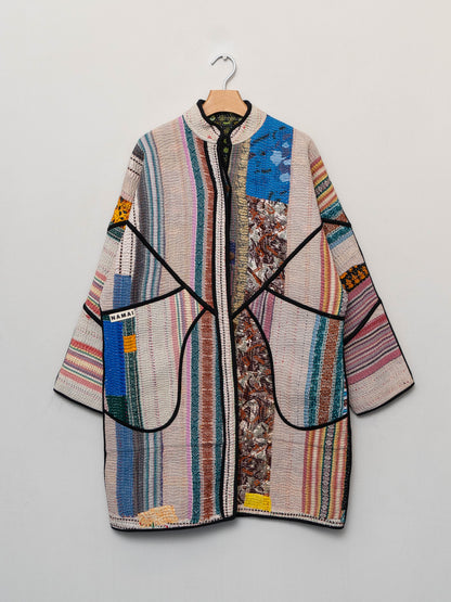 The Sai Quilted Patchwork Kantha Coat