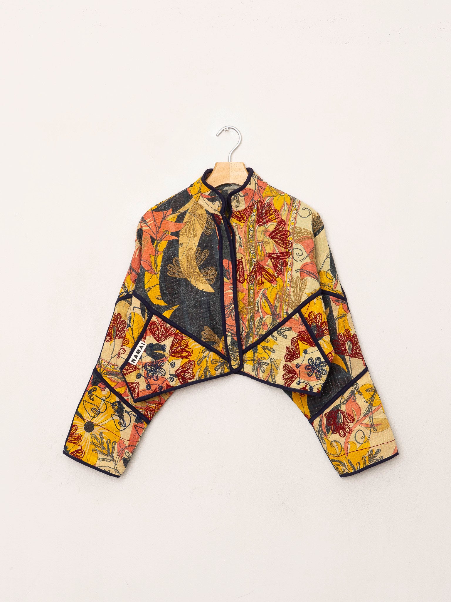 The Kaira Cropped Suzani Quilted Kantha Jacket