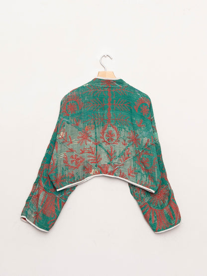 The Kaira Cropped Suzani Quilted Kantha Jacket