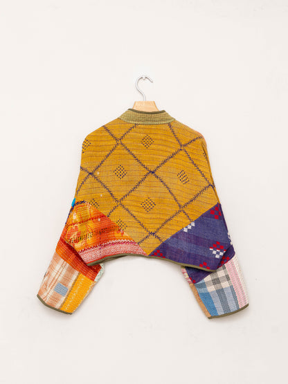 The Kaira Cropped Quilted Patchwork Kantha Jacket