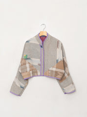 The Kaira Cropped Quilted Patchwork Kantha Jacket