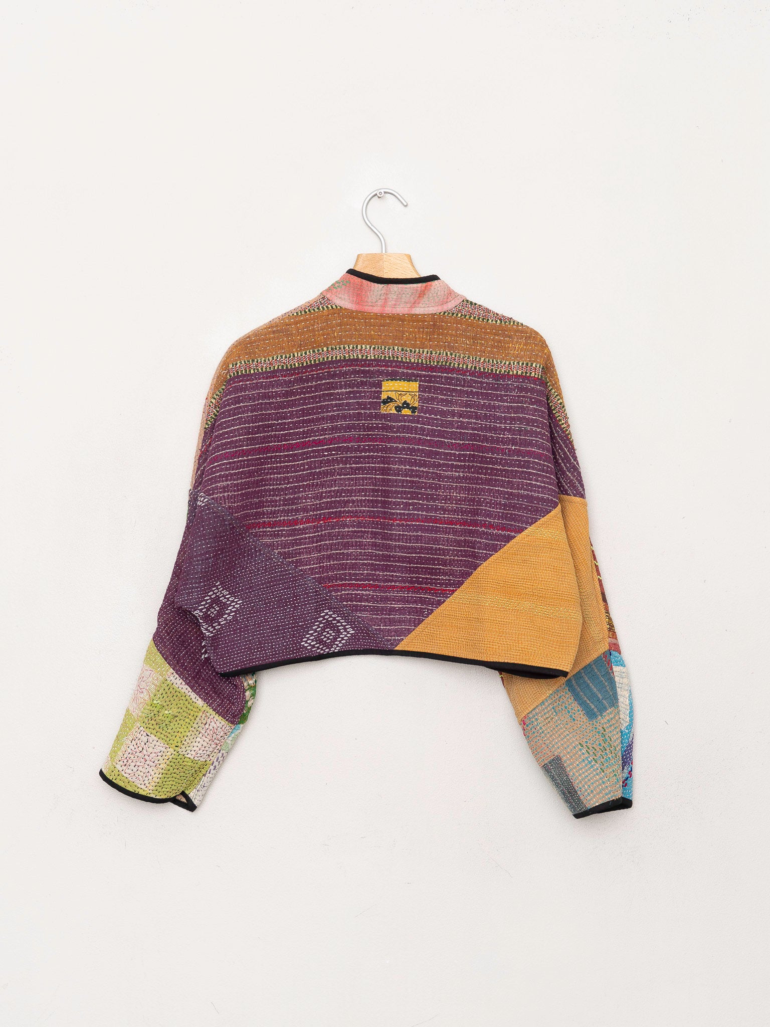 The Kaira Cropped Quilted Patchwork Kantha Jacket